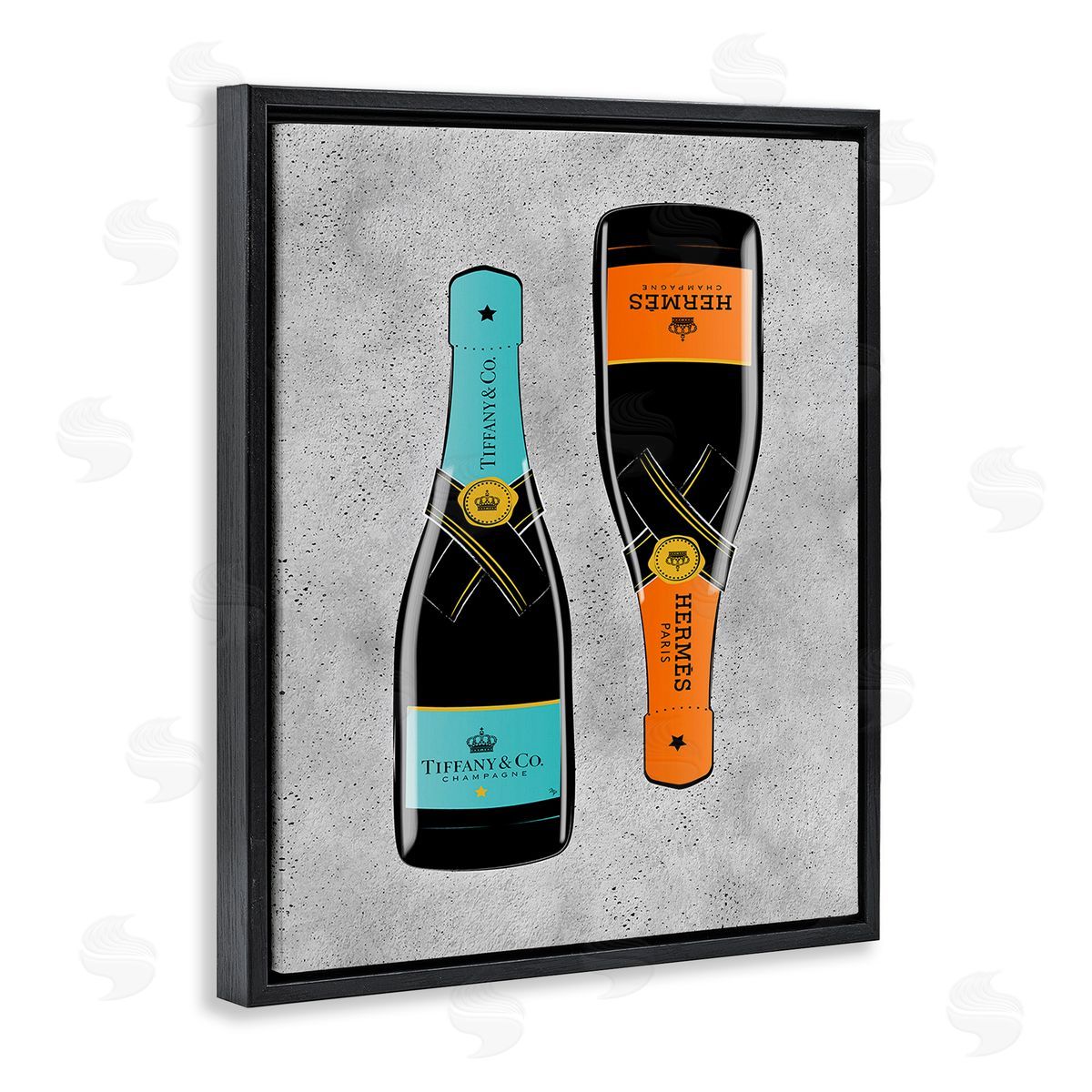 Martina Pavlova Chic Glam Champagne Black Floating Frame Canvas Wall Art Print