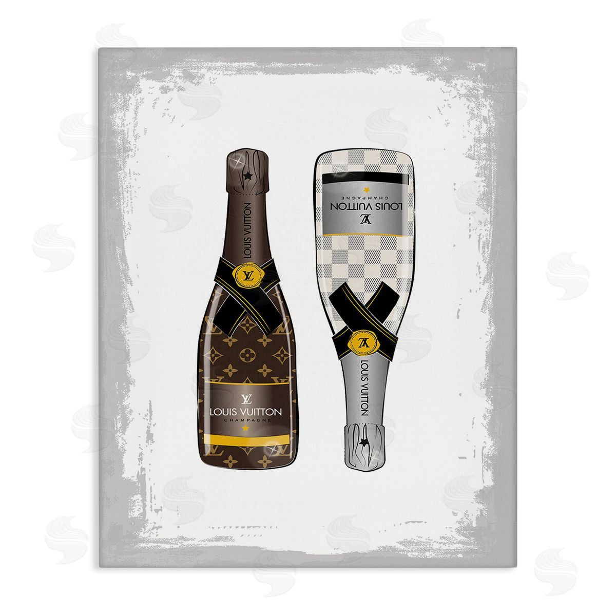 Martina Pavlova Patterned Champagne Bottles Canvas Wall Art Print