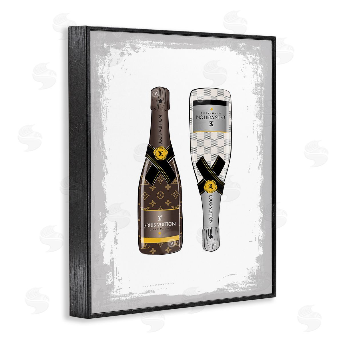 Martina Pavlova Patterned Champagne Bottles Black Framed Giclee Wall Art Print