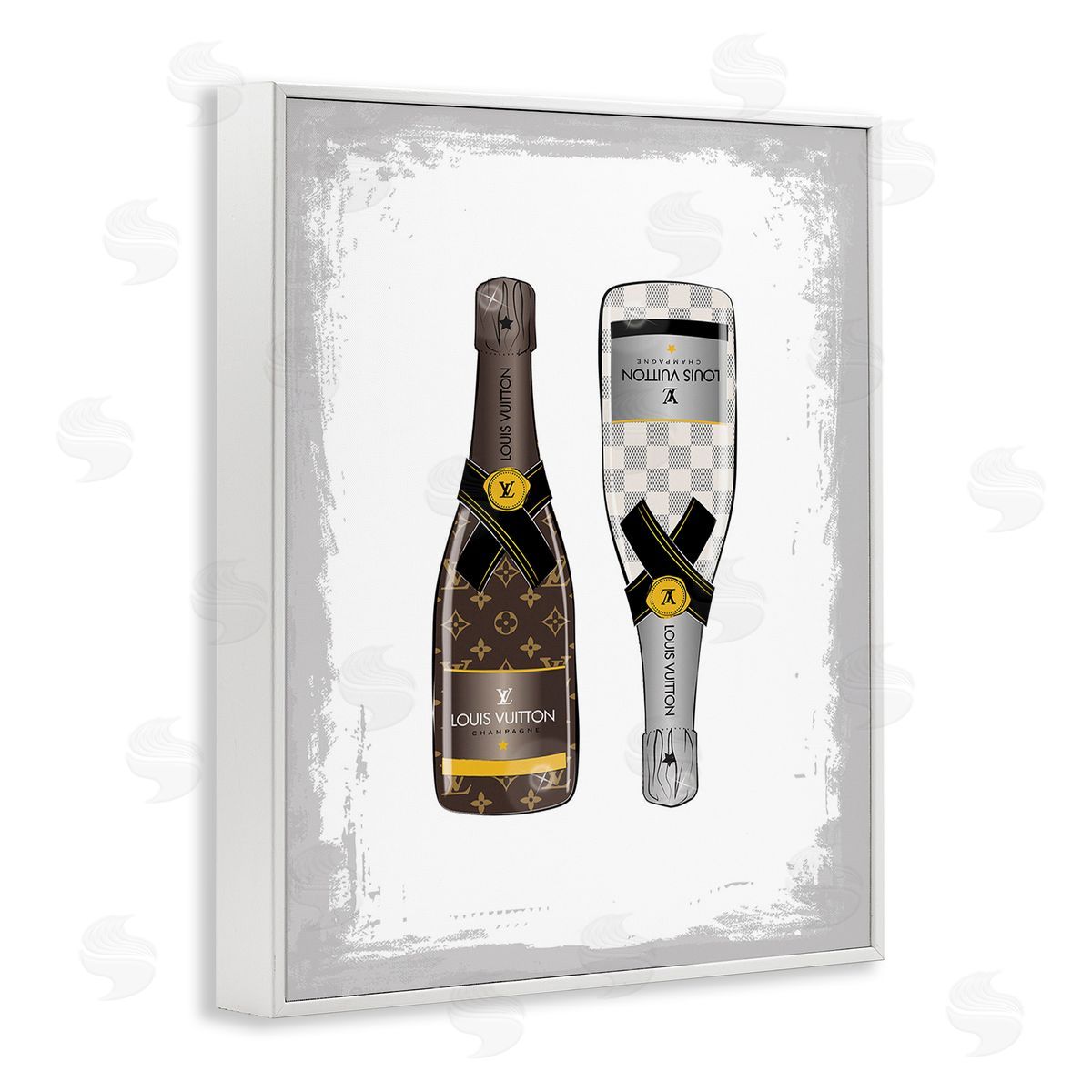 Martina Pavlova Patterned Champagne Bottles White Framed Giclee Wall Art Print