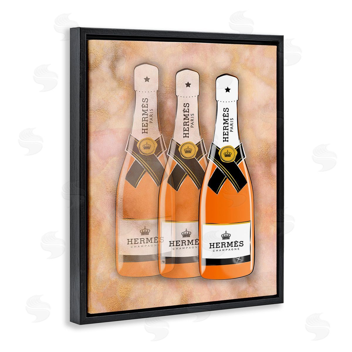Martina Pavlova Orange Glam Champagne Black Floating Frame Canvas Wall Art Print