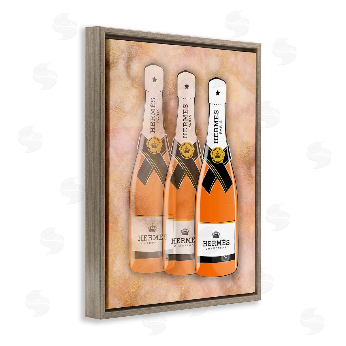 Martina Pavlova Orange Glam Champagne Brown Floating Frame Canvas Wall Art Print