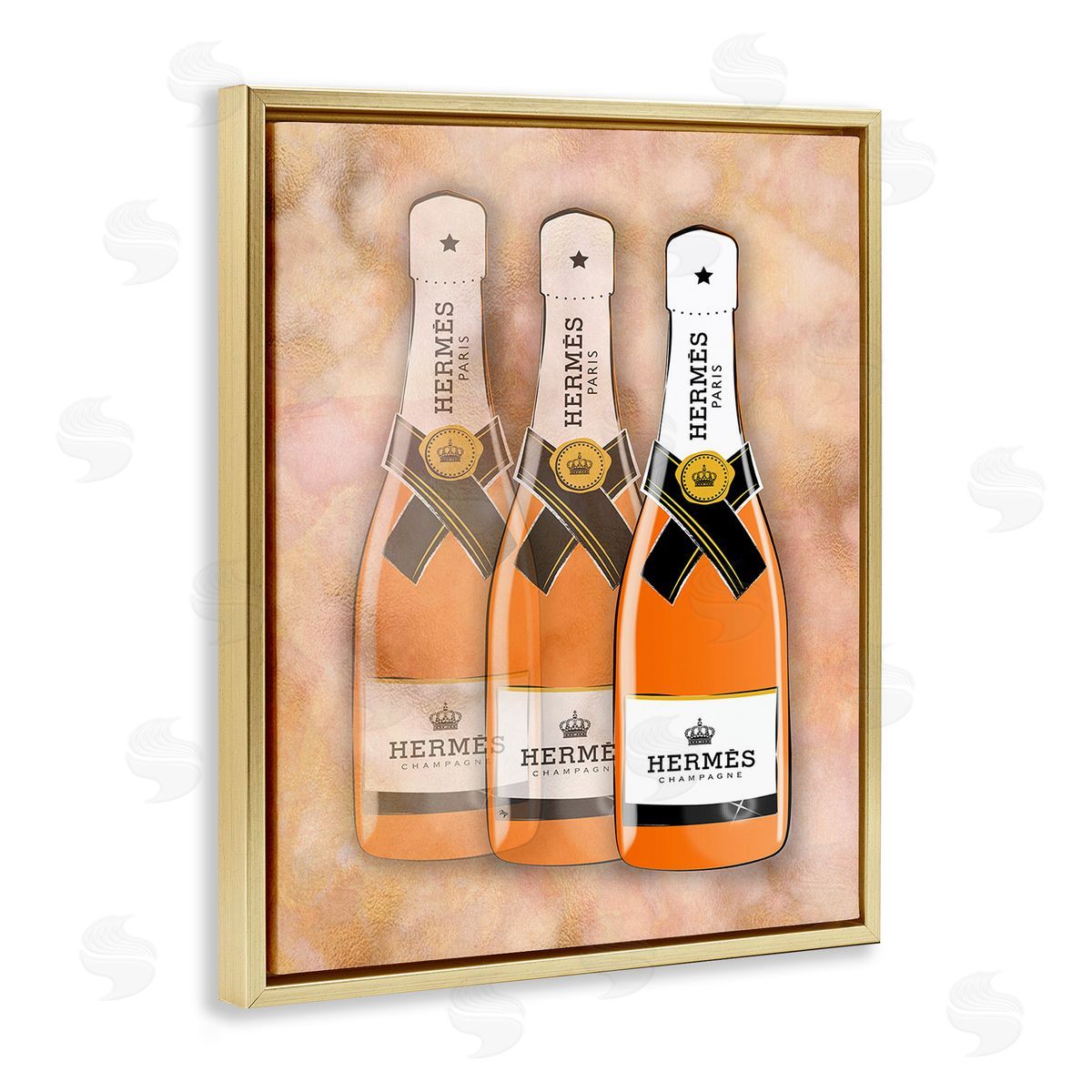 Martina Pavlova Orange Glam Champagne Gold Floating Frame Canvas Wall Art Print