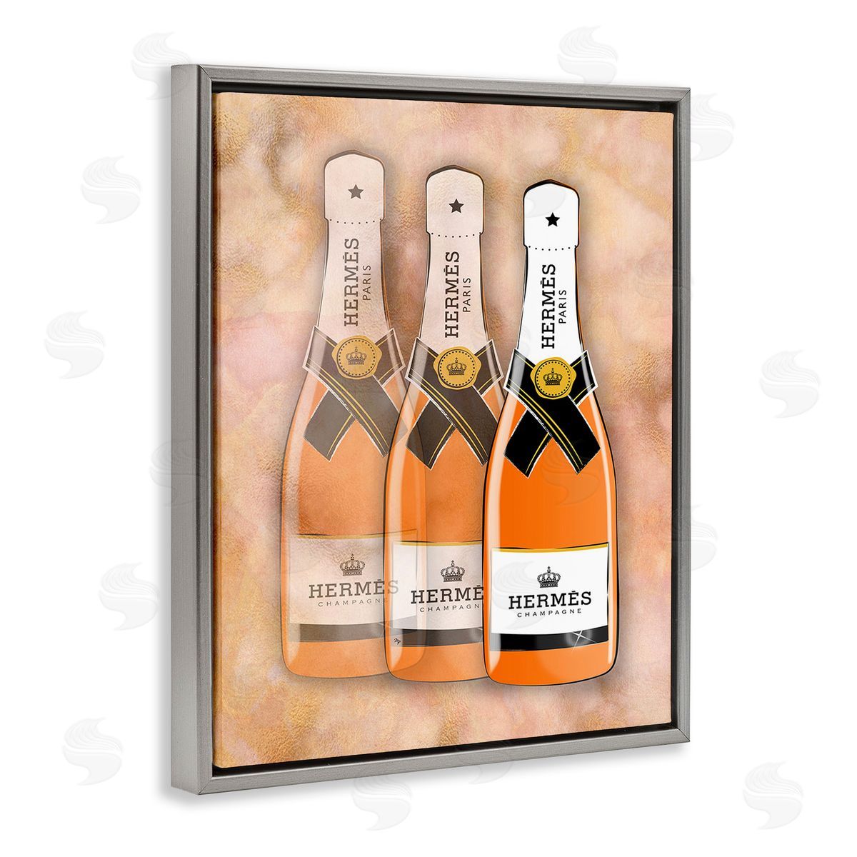 Martina Pavlova Orange Glam Champagne Gray Floating Frame Canvas Wall Art Print