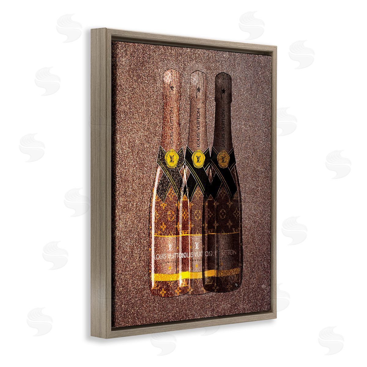 Martina Pavlova Abstract Brown Wine Bottles Brown Floating Frame Canvas Wall Art Print