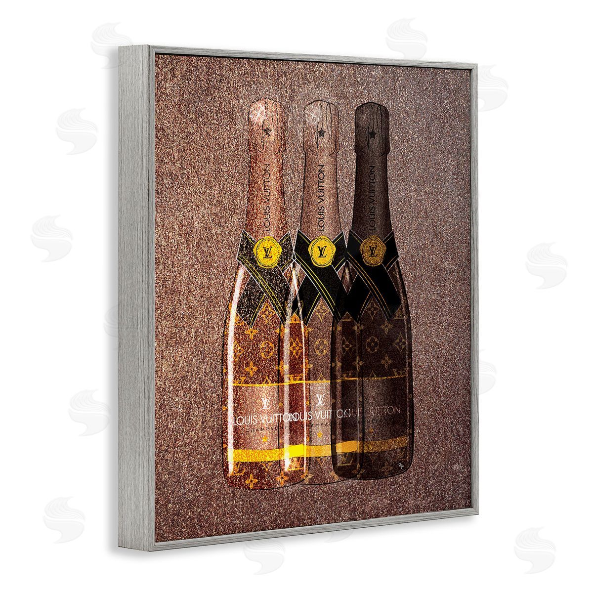 Martina Pavlova Abstract Brown Wine Bottles Gray Framed Giclee Wall Art Print