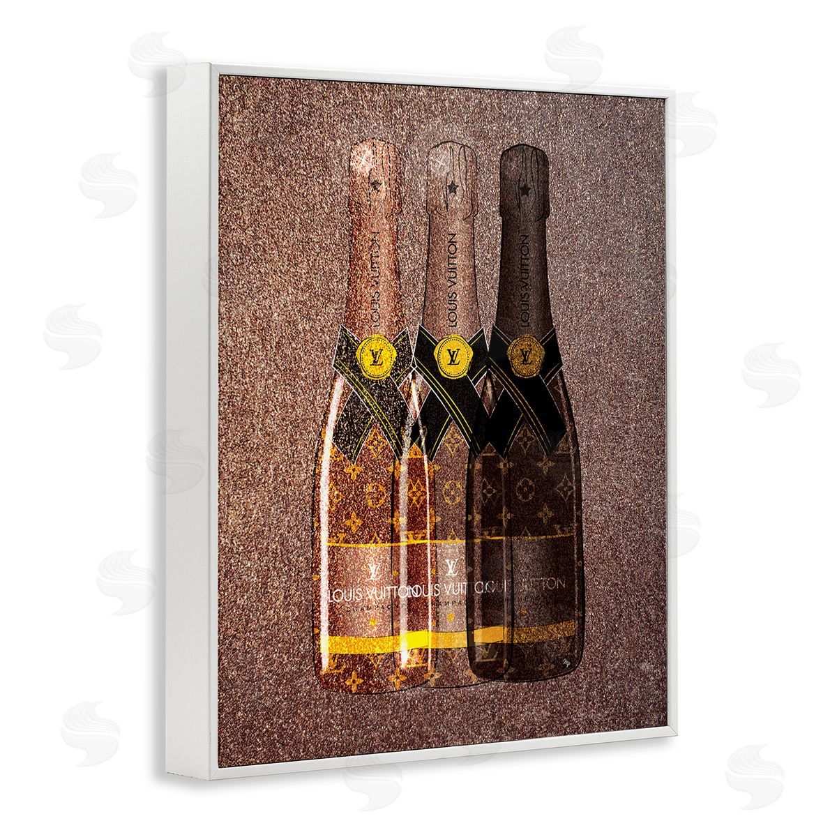 Martina Pavlova Abstract Brown Wine Bottles White Framed Giclee Wall Art Print