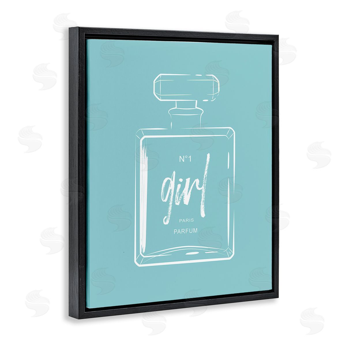 Martina Pavlova Perfume Bottle on Blue Black Floating Frame Canvas Wall Art Print
