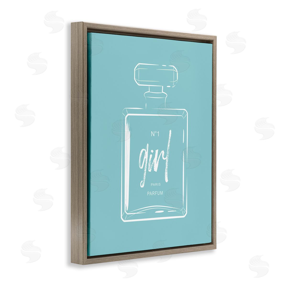 Martina Pavlova Perfume Bottle on Blue Brown Floating Frame Canvas Wall Art Print