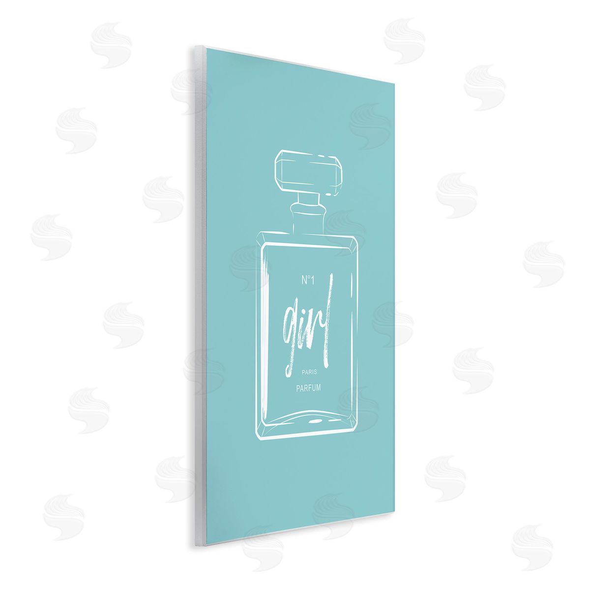 Martina Pavlova Perfume Bottle on Blue Wooden Wall Plaque Art Print