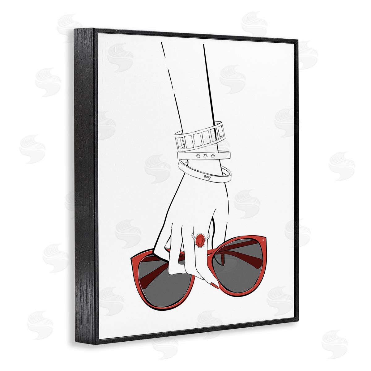 Martina Pavlova Minimal Hand with Jewelry Black Framed Giclee Wall Art Print