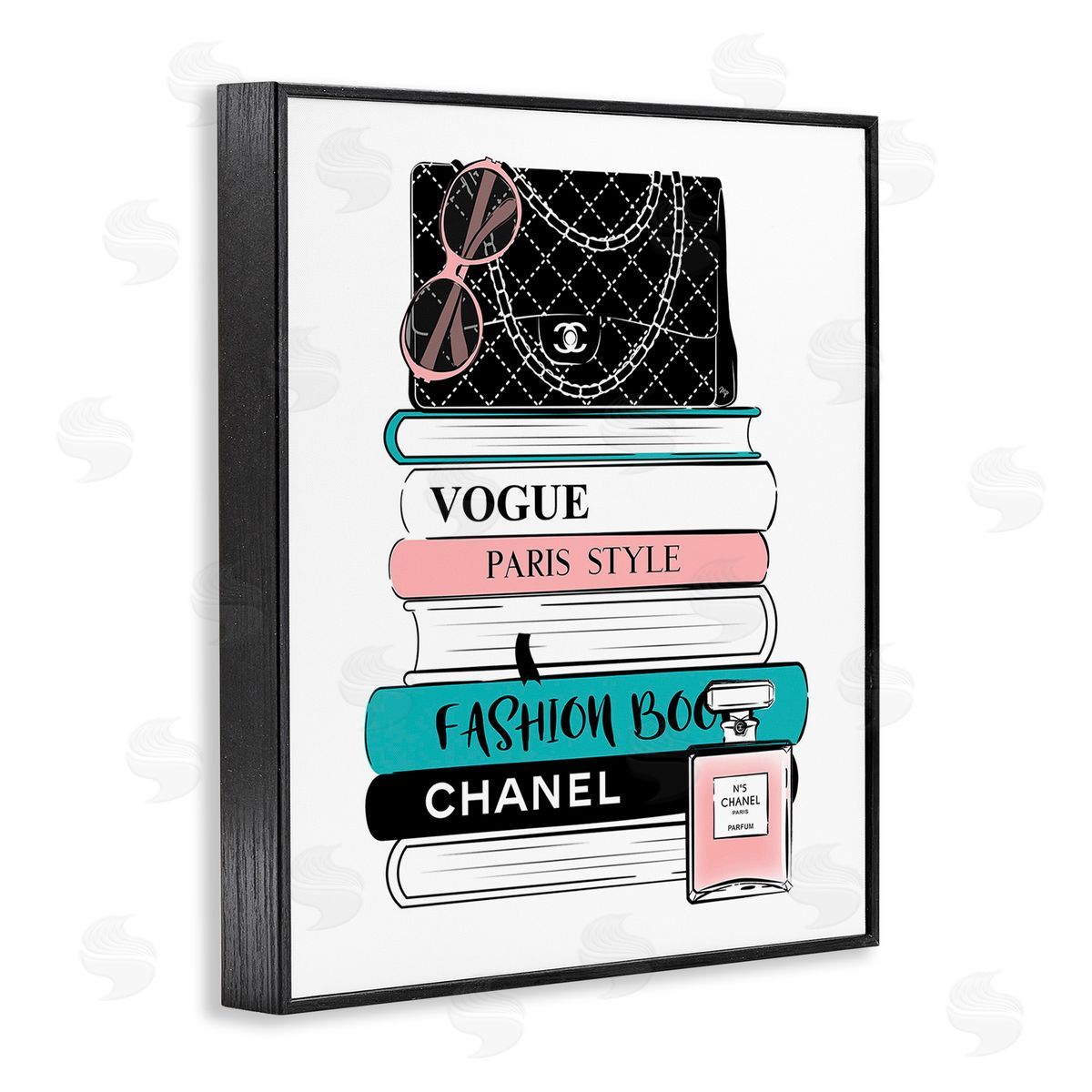 Martina Pavlova Pink & Blue Bookstack Black Framed Giclee Wall Art Print