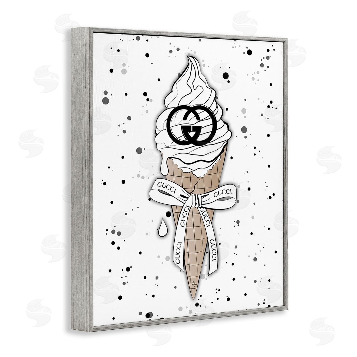 Martina Pavlova Glam Ice Cream Pattern Gray Framed Giclee Wall Art Print