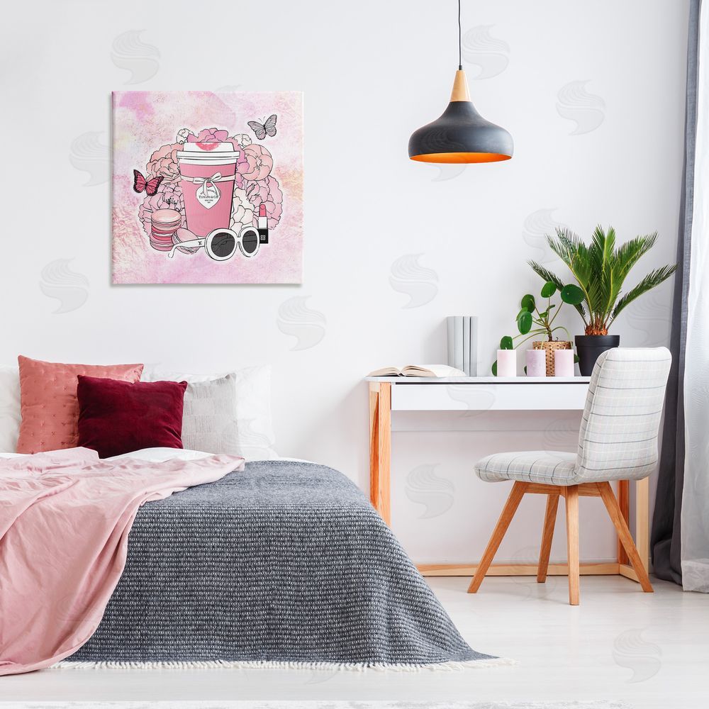 Martina Pavlova Stylish Coffee & Flowers Canvas Wall Art in Room