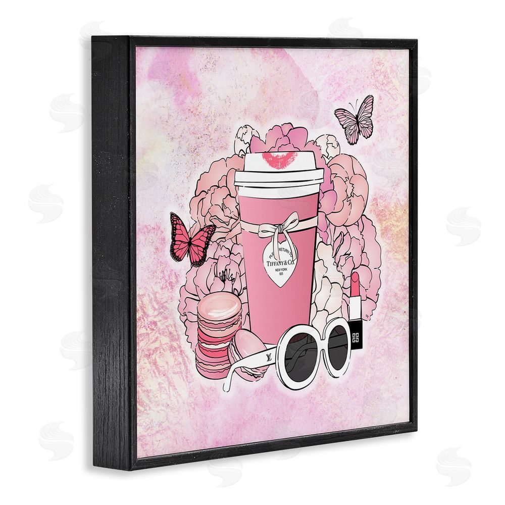 Martina Pavlova Stylish Coffee & Flowers Black Framed Glicee Wall Art Print