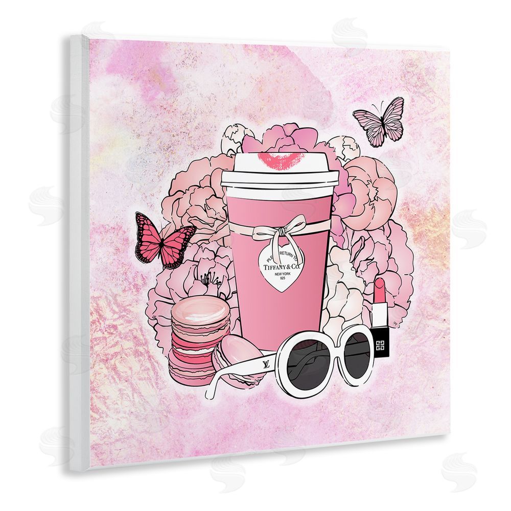 Martina Pavlova Stylish Coffee & Flowers Wooden Wall Plaque Art Print