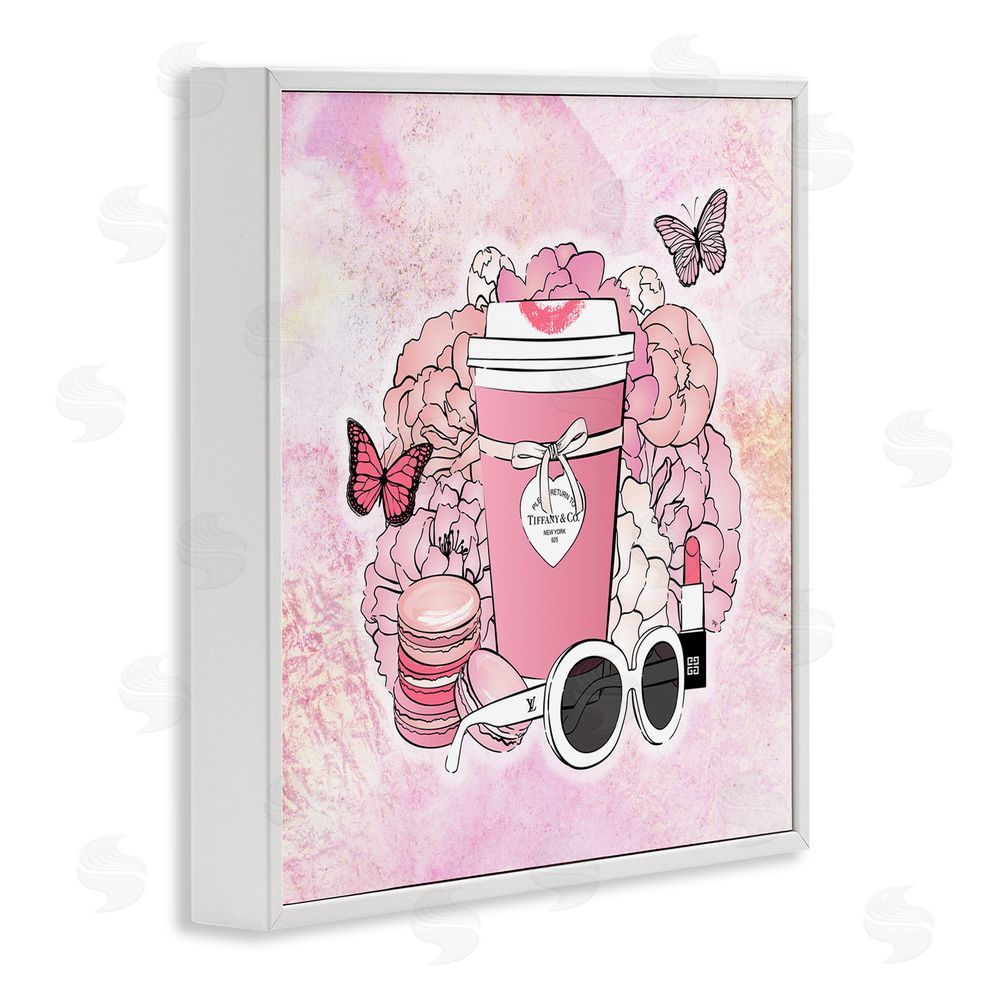 Martina Pavlova Stylish Coffee & Flowers White Framed Glicee Wall Art Print