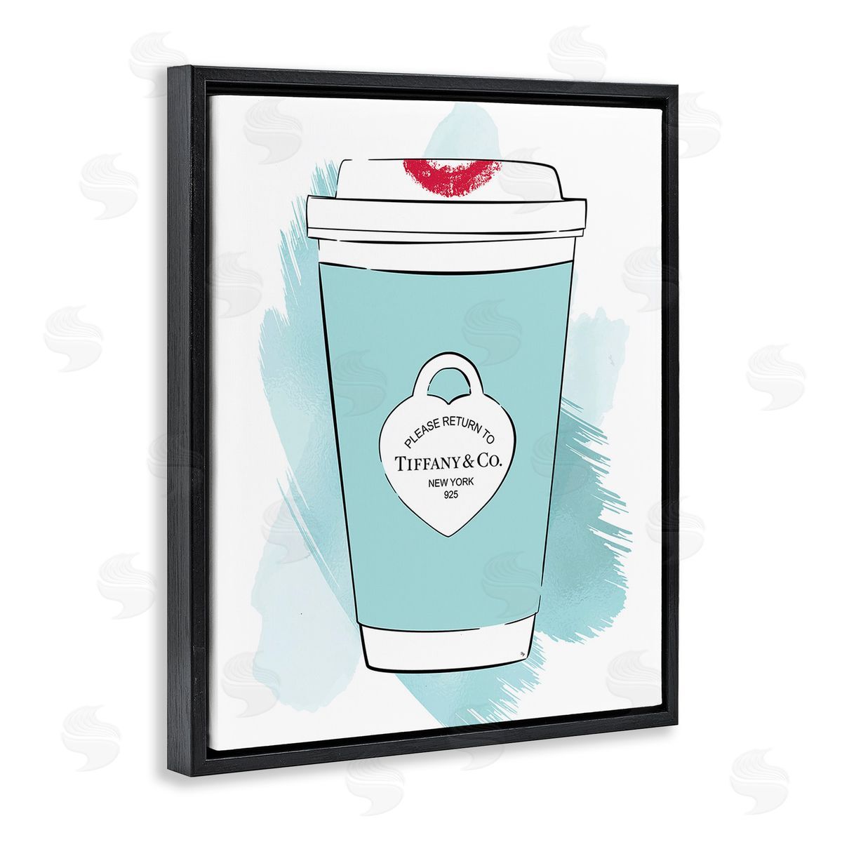 Martina Pavlova Coffee with Lipstick Black Floating Frame Canvas Wall Art Print