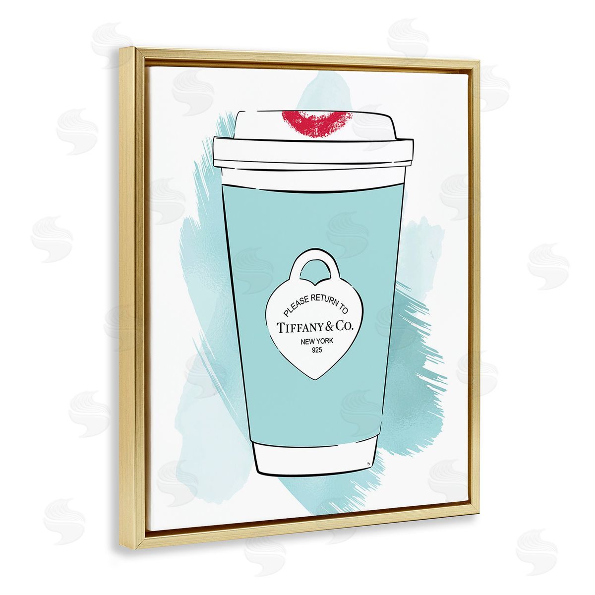 Martina Pavlova Coffee with Lipstick Gold Floating Frame Canvas Wall Art Print