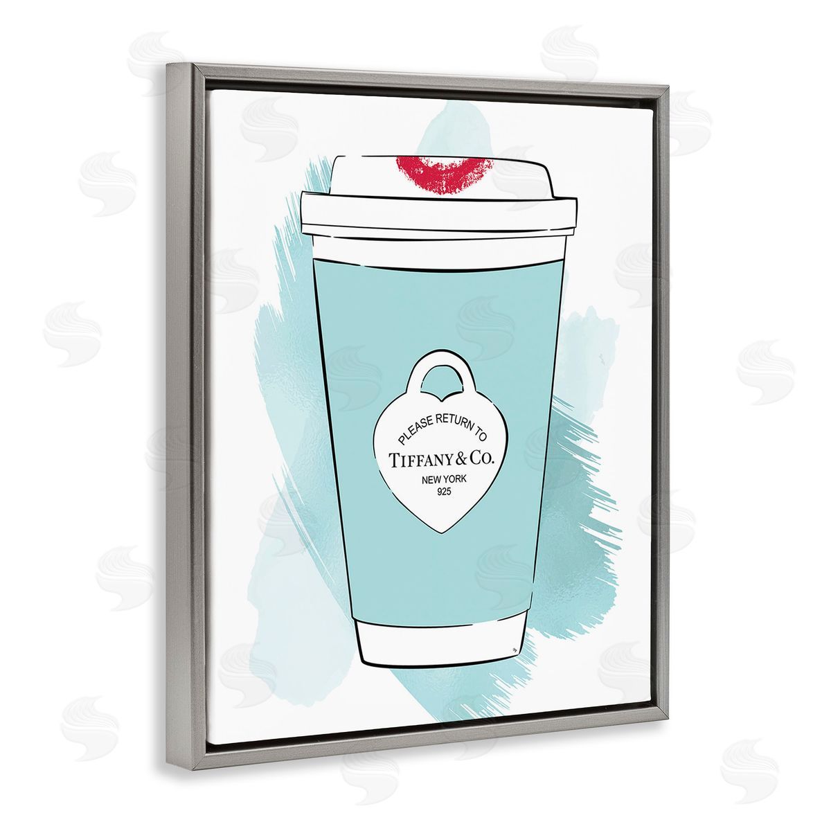 Martina Pavlova Coffee with Lipstick Gray Floating Frame Canvas Wall Art Print