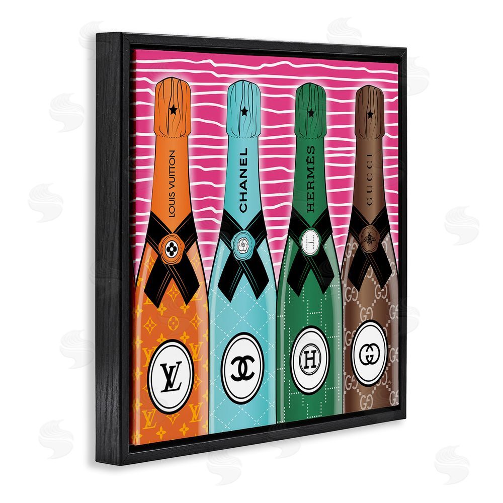 Martina Pavlova Bold Glam Bottles Black Floating Frame Canvas Wall Art Print