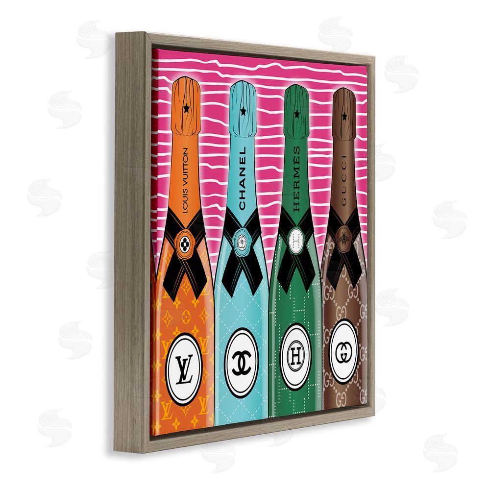 Martina Pavlova Bold Glam Bottles Brown Floating Frame Canvas Wall Art Print