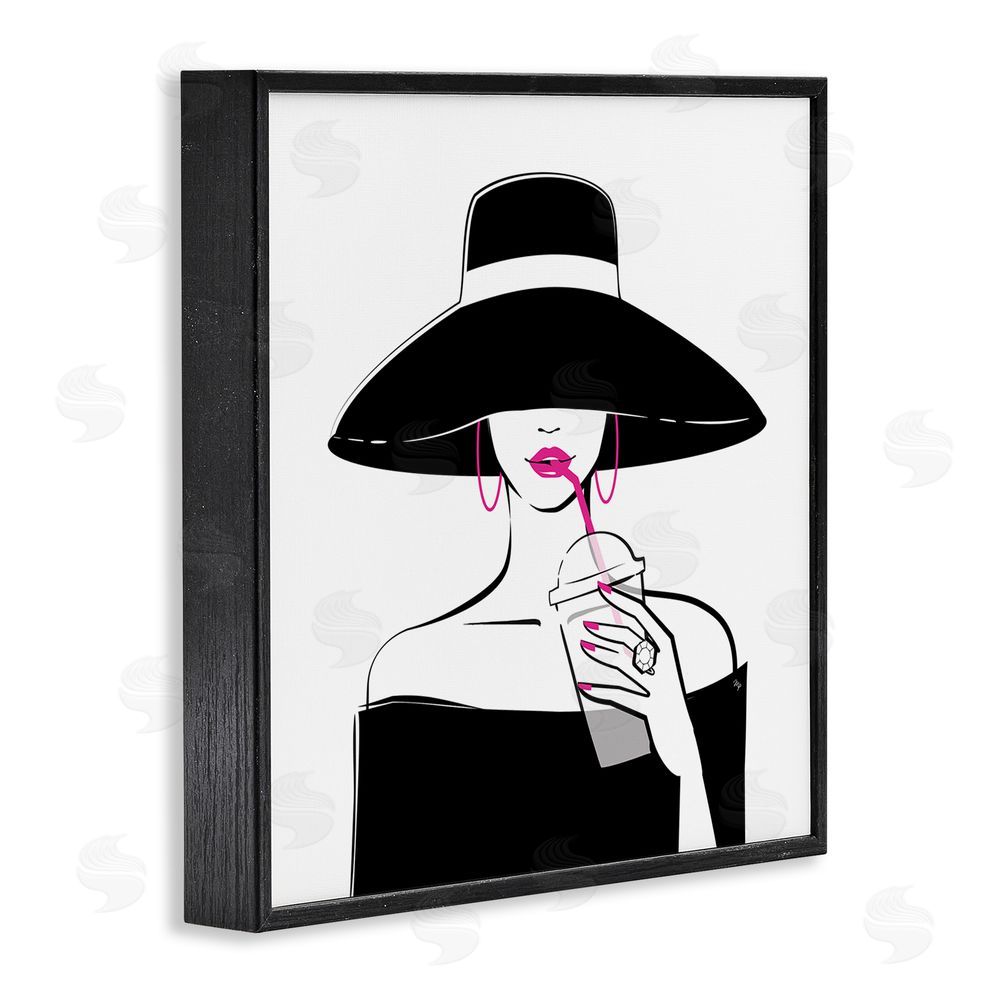 Martina Pavlova Glam Girl & Iced Coffee Black Framed Glicee Wall Art Print
