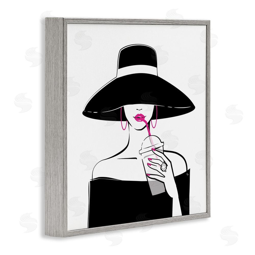 Martina Pavlova Glam Girl & Iced Coffee Gray Framed Glicee Wall Art Print