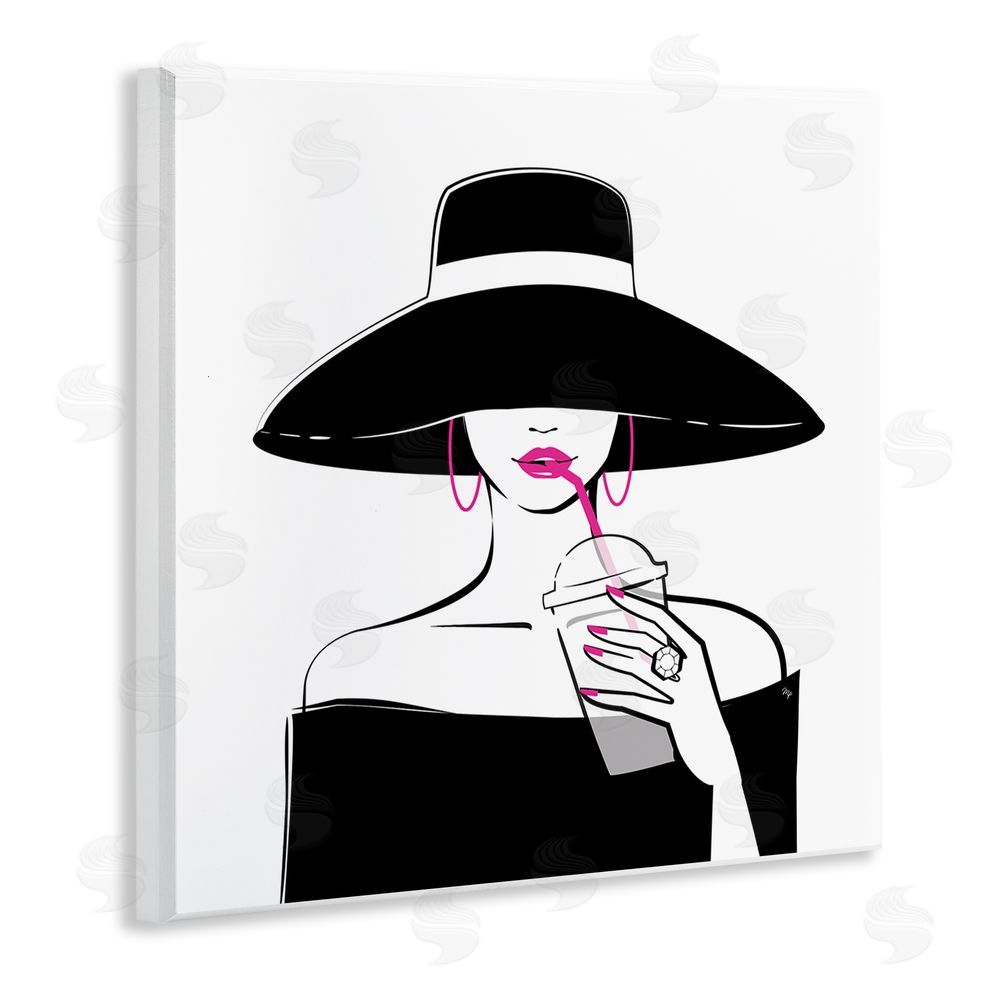 Martina Pavlova Glam Girl & Iced Coffee Wooden Wall Plaque Art Print