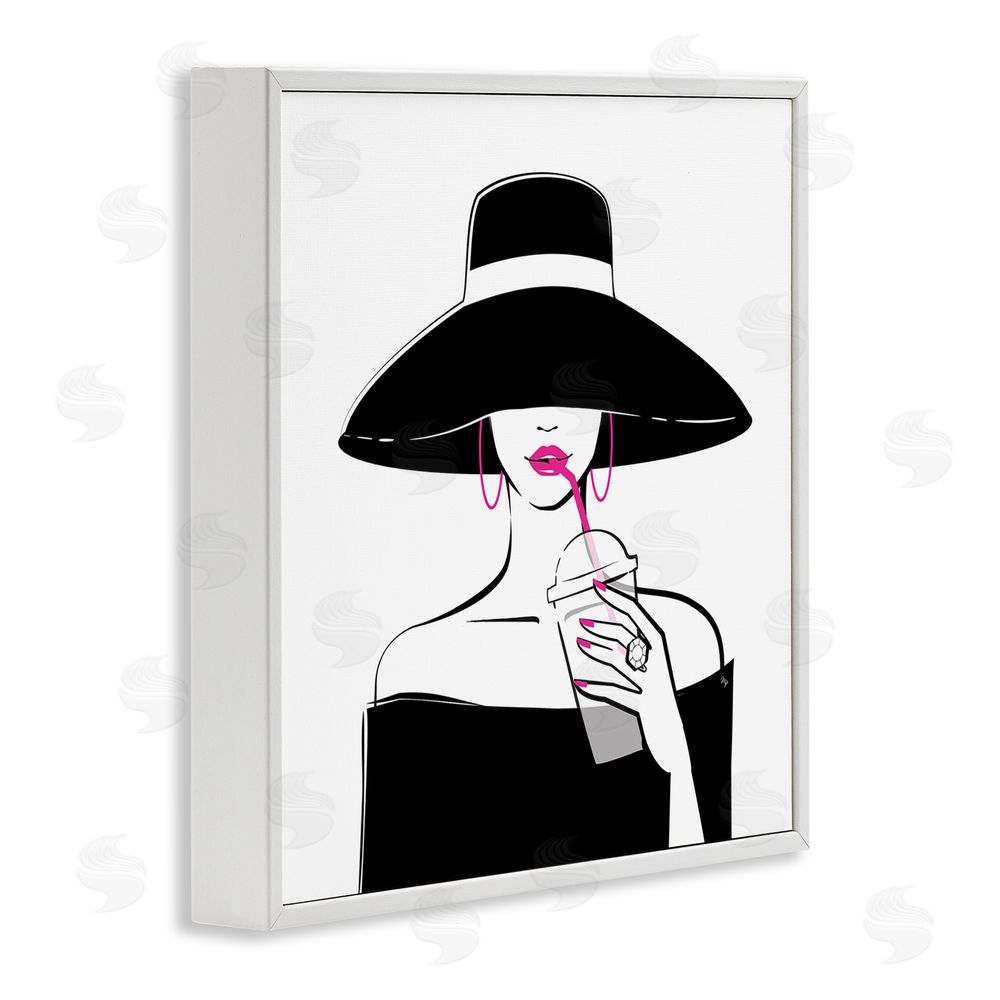 Martina Pavlova Glam Girl & Iced Coffee White Framed Glicee Wall Art Print
