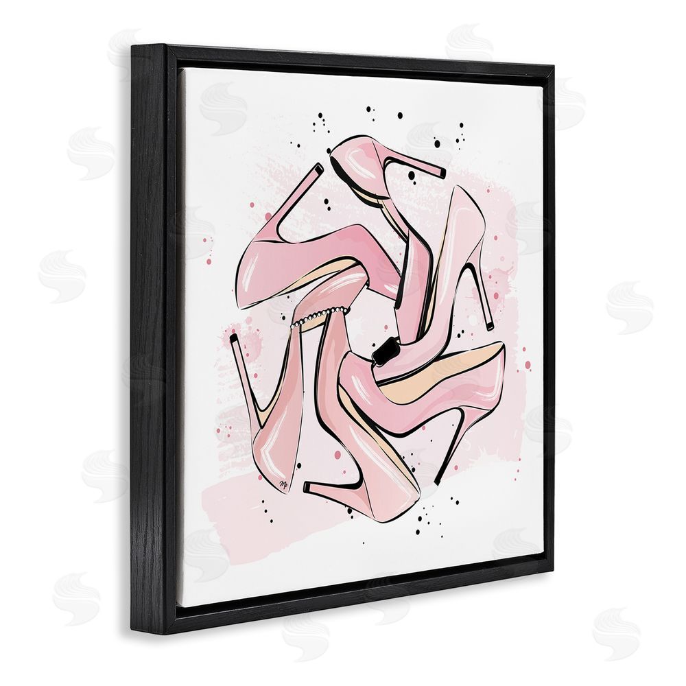 Martina Pavlova Heels with Modern Pattern Black Floating Frame Canvas Wall Art Print