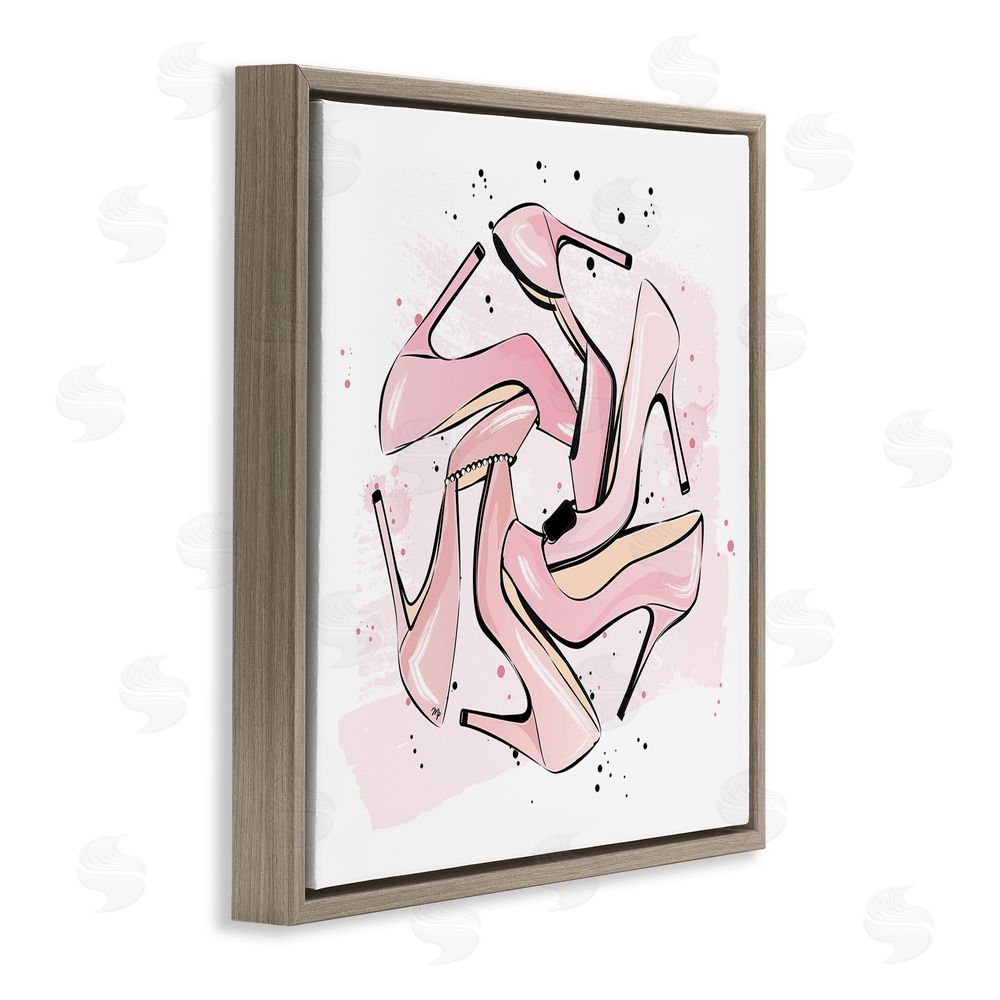 Martina Pavlova Heels with Modern Pattern Brown Floating Frame Canvas Wall Art Print