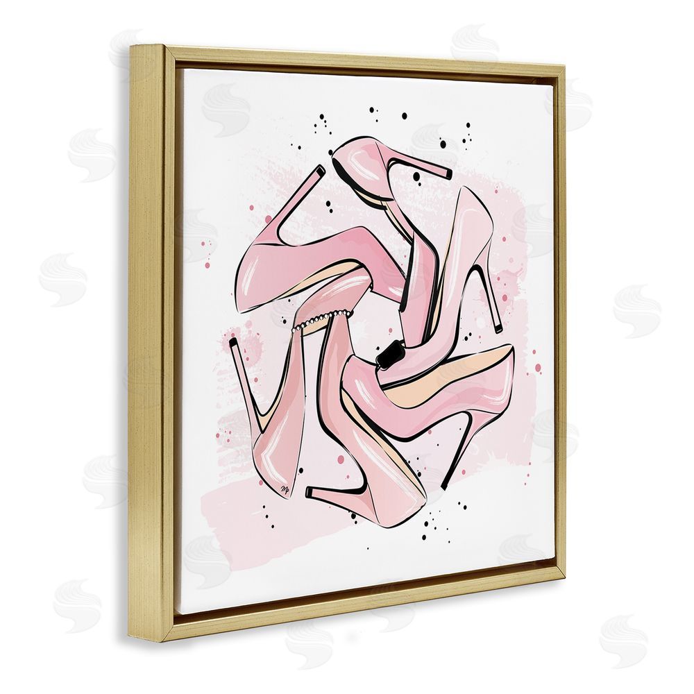 Martina Pavlova Heels with Modern Pattern Gold Floating Frame Canvas Wall Art Print