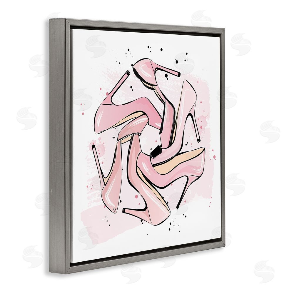 Martina Pavlova Heels with Modern Pattern Gray Floating Frame Canvas Wall Art Print