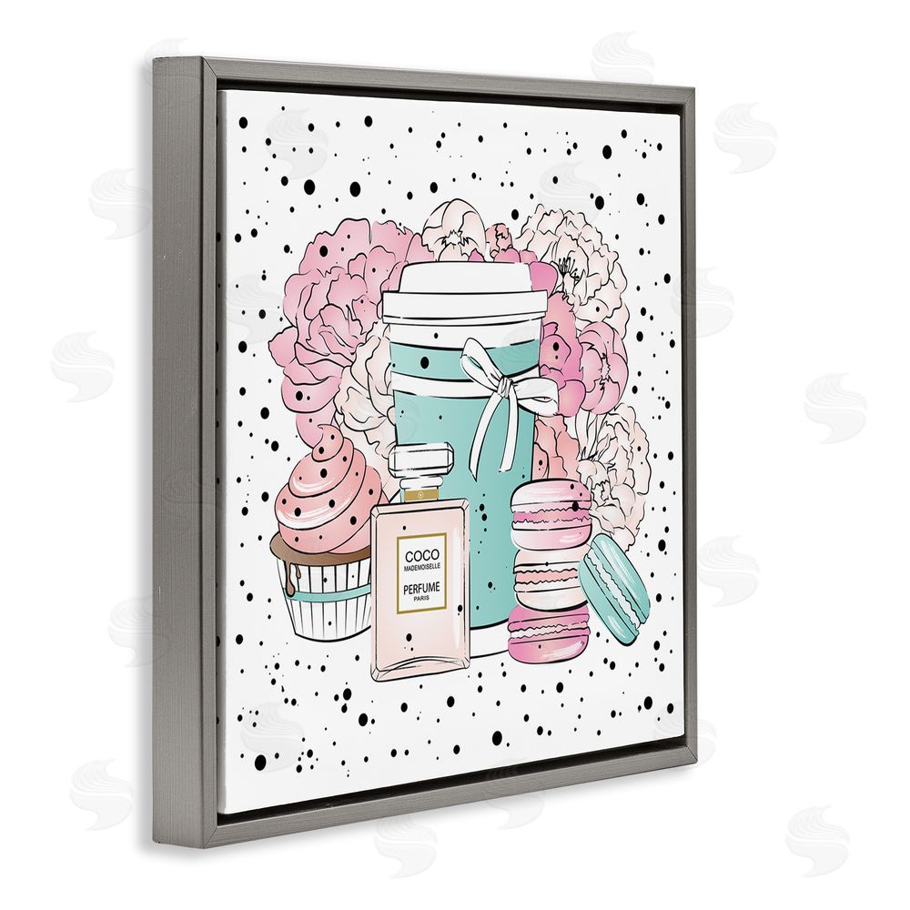 Martina Pavlova Modern Glam Desserts Gray Floating Frame Canvas Wall Art Print