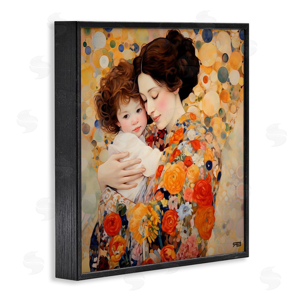 RB Floral Mother & Baby Black Framed Glicee Wall Art Print