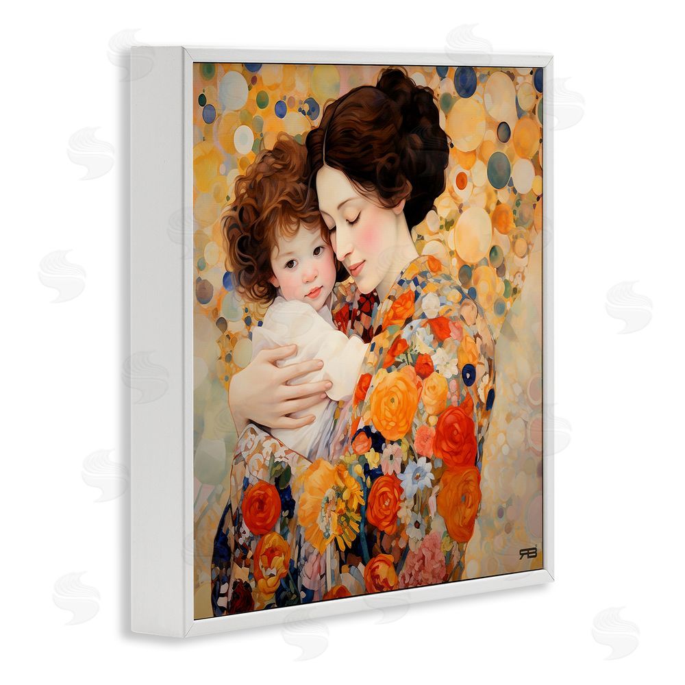 RB Floral Mother & Baby White Framed Glicee Wall Art Print