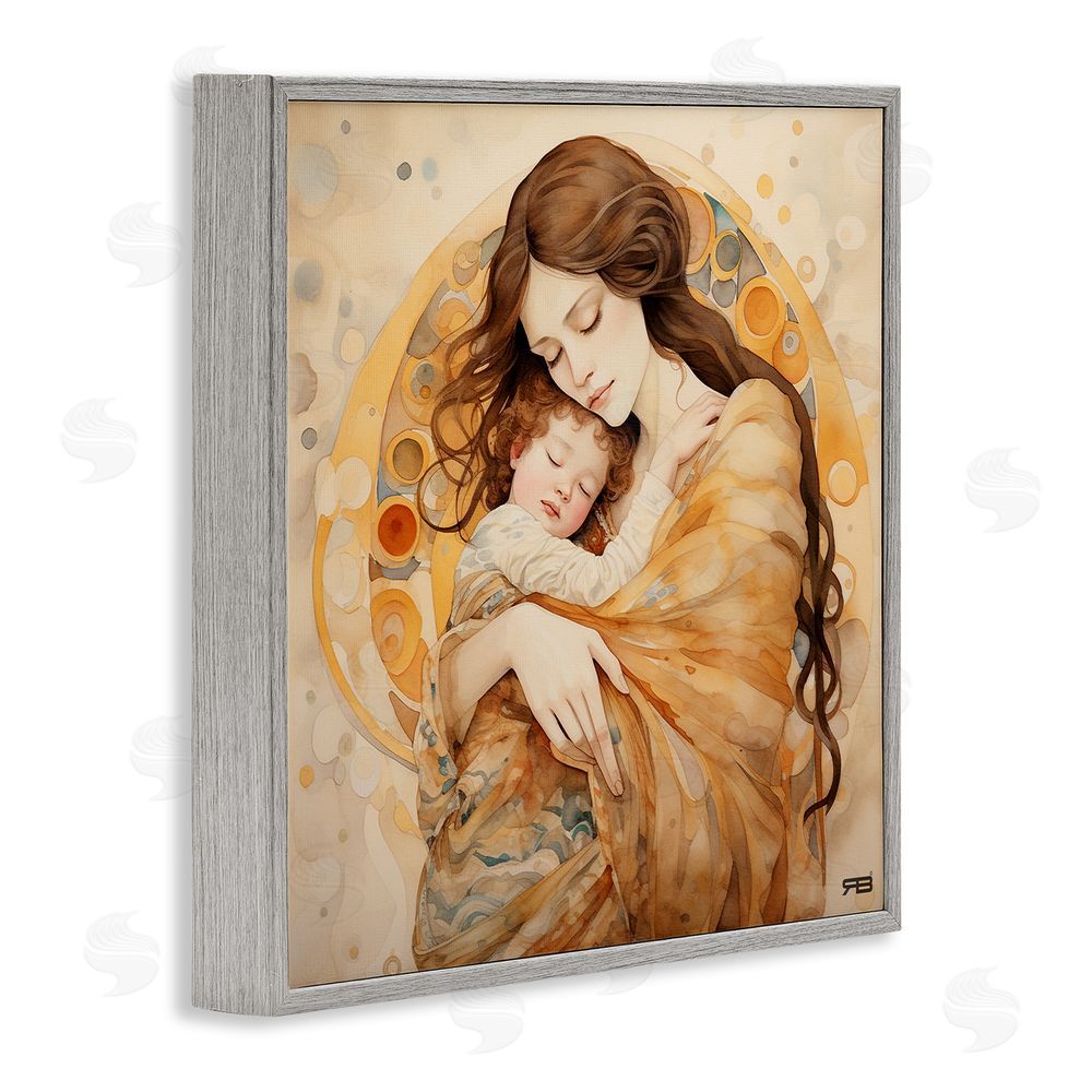 RB Traditional Mother & Child Gray Framed Glicee Wall Art Print