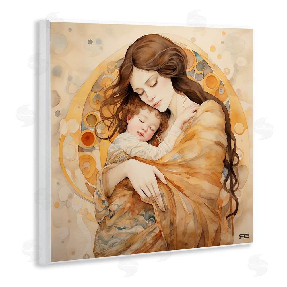 RB Traditional Mother & Child Wooden Wall Plaque Art Print
