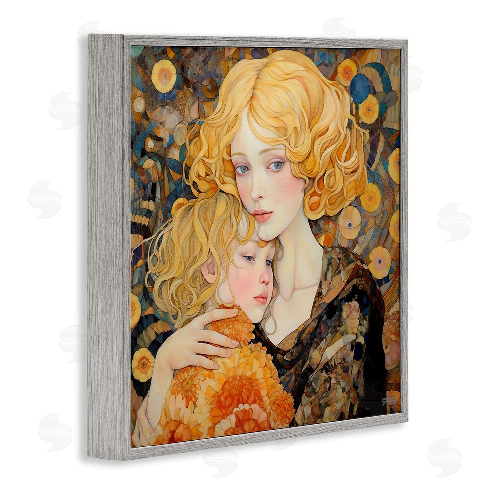 RB Blonde Mother & Child Gray Framed Glicee Wall Art Print