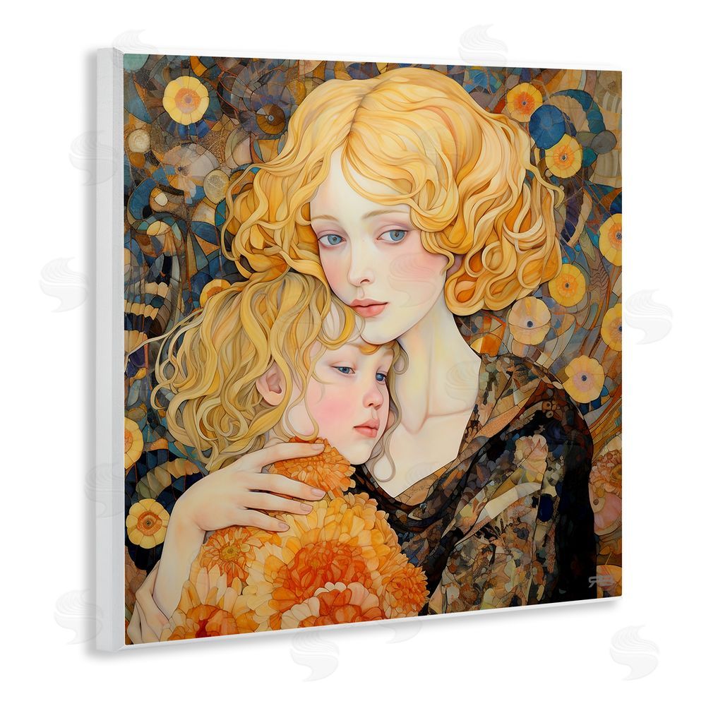 RB Blonde Mother & Child Wooden Wall Plaque Art Print