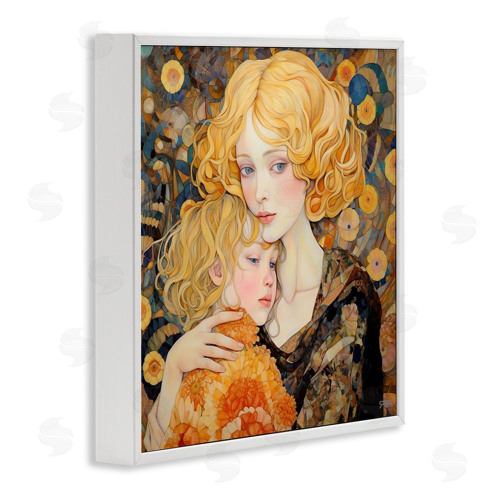 RB Blonde Mother & Child White Framed Glicee Wall Art Print