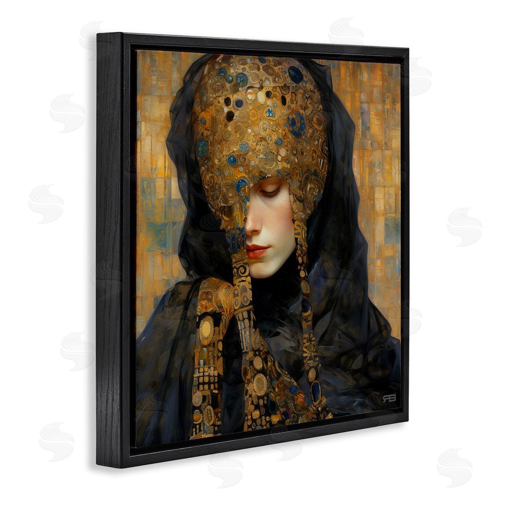RB Geometric Patterned Portrait Black Floating Frame Canvas Wall Art Print