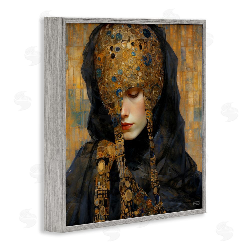 RB Geometric Patterned Portrait Gray Framed Glicee Wall Art Print