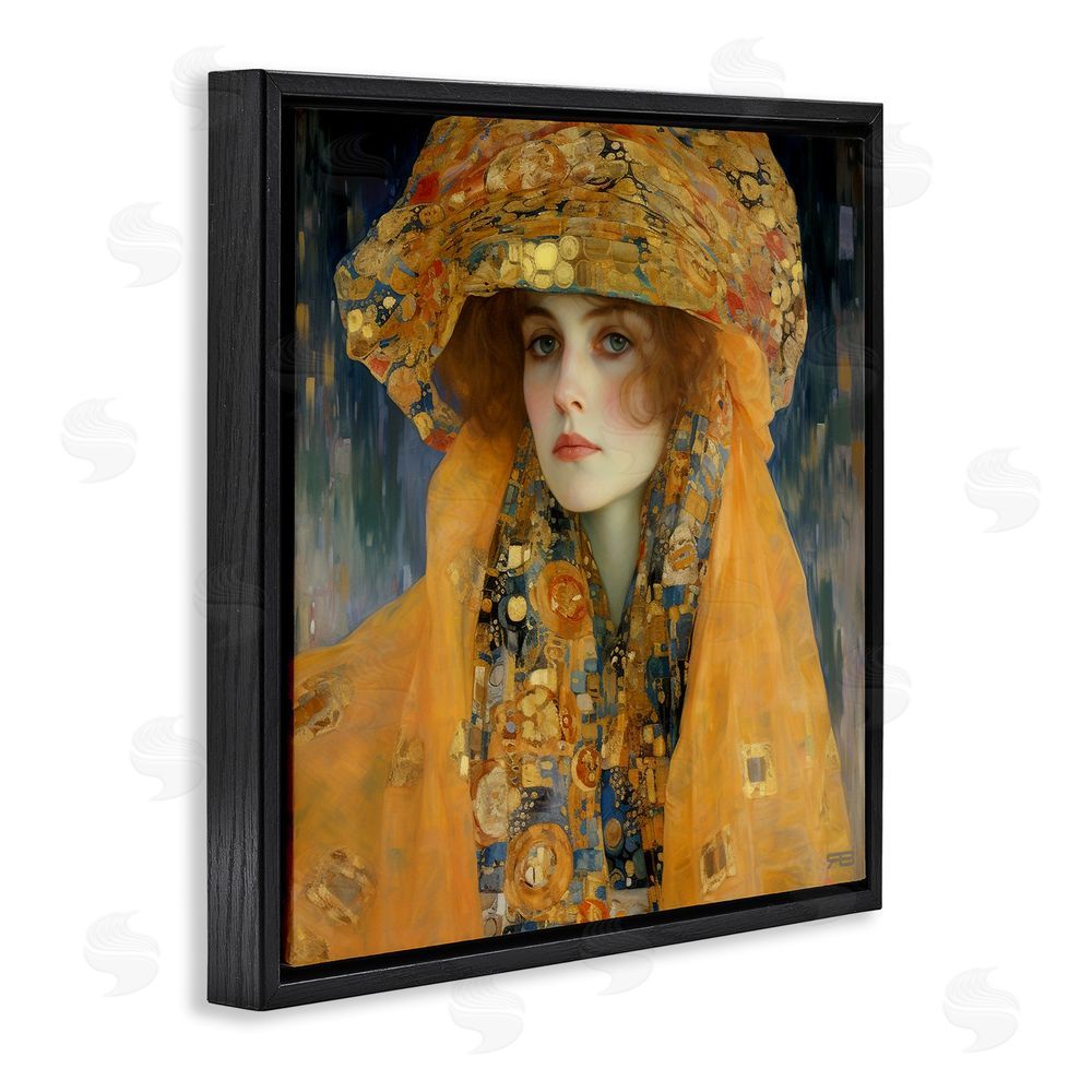 RB Traditional Patterned Portrait Black Floating Frame Canvas Wall Art Print
