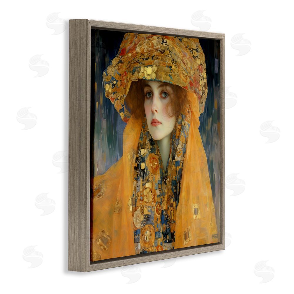 RB Traditional Patterned Portrait Brown Floating Frame Canvas Wall Art Print