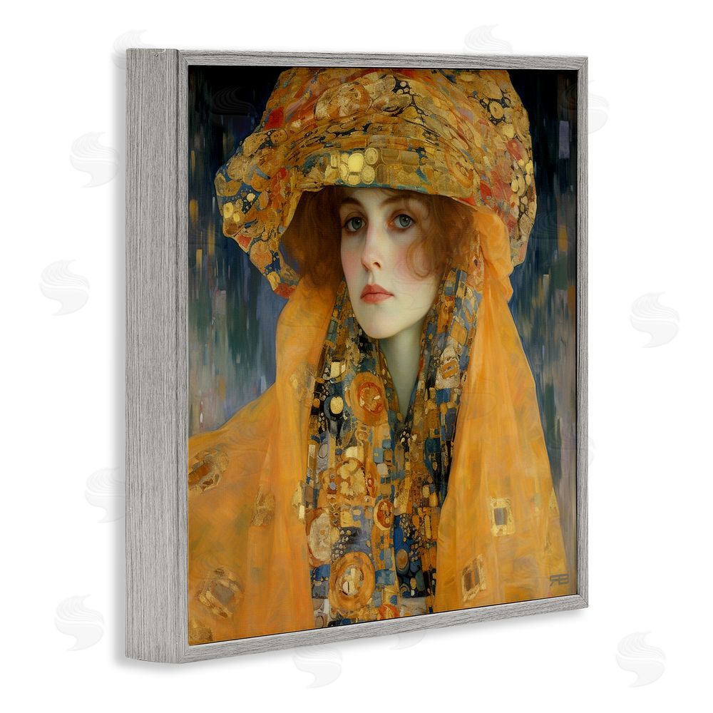 RB Traditional Patterned Portrait Gray Framed Glicee Wall Art Print