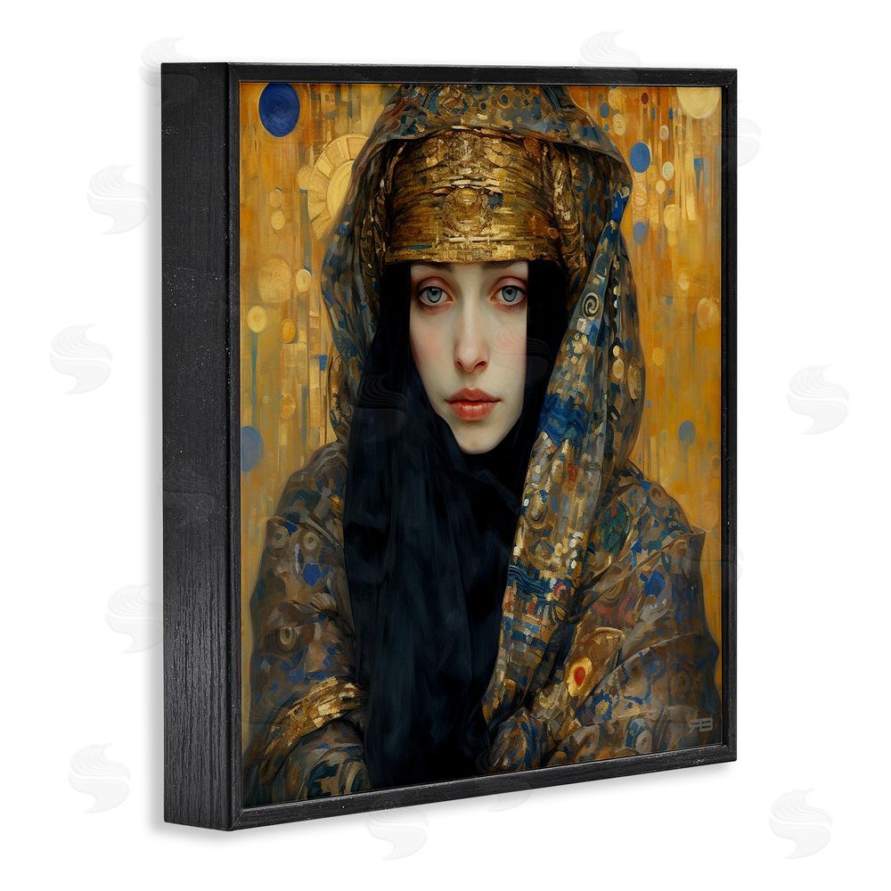 RB Woman with Ornate Veil Black Framed Glicee Wall Art Print
