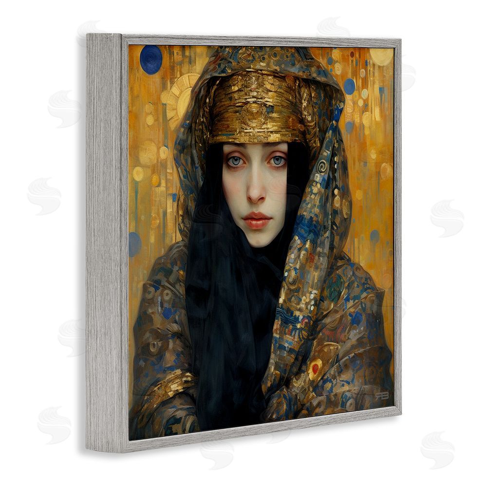 RB Woman with Ornate Veil Gray Framed Glicee Wall Art Print