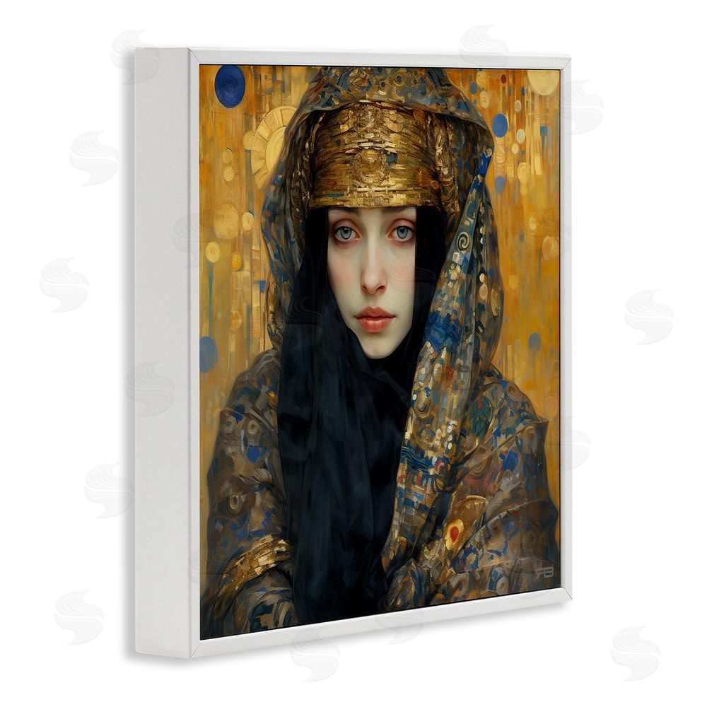 RB Woman with Ornate Veil White Framed Glicee Wall Art Print